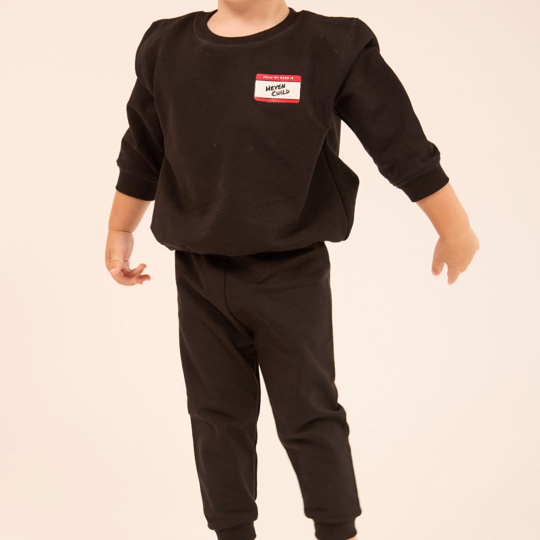 Black Toddler Hello Sweatshirt Set