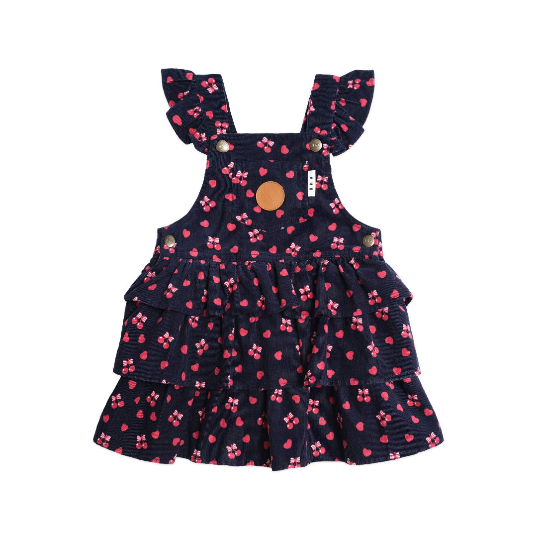 Indigo Cherry Pie Pinafore Dress Cord
