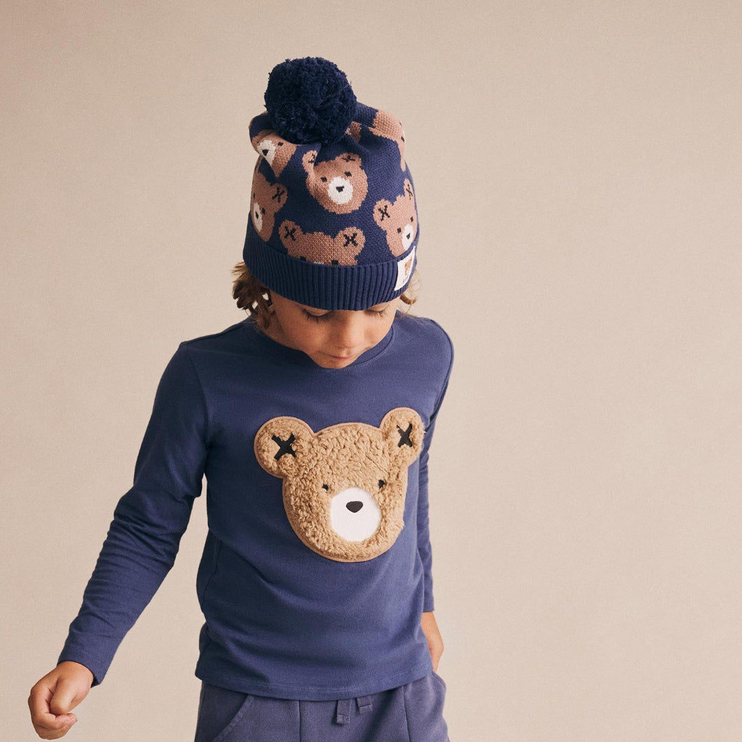 French Navy Furry Huxbear Longsleeve Top