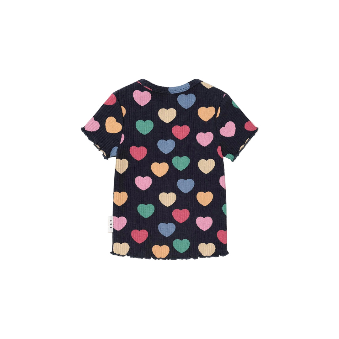 Navy Multi Hearts Rib Tee