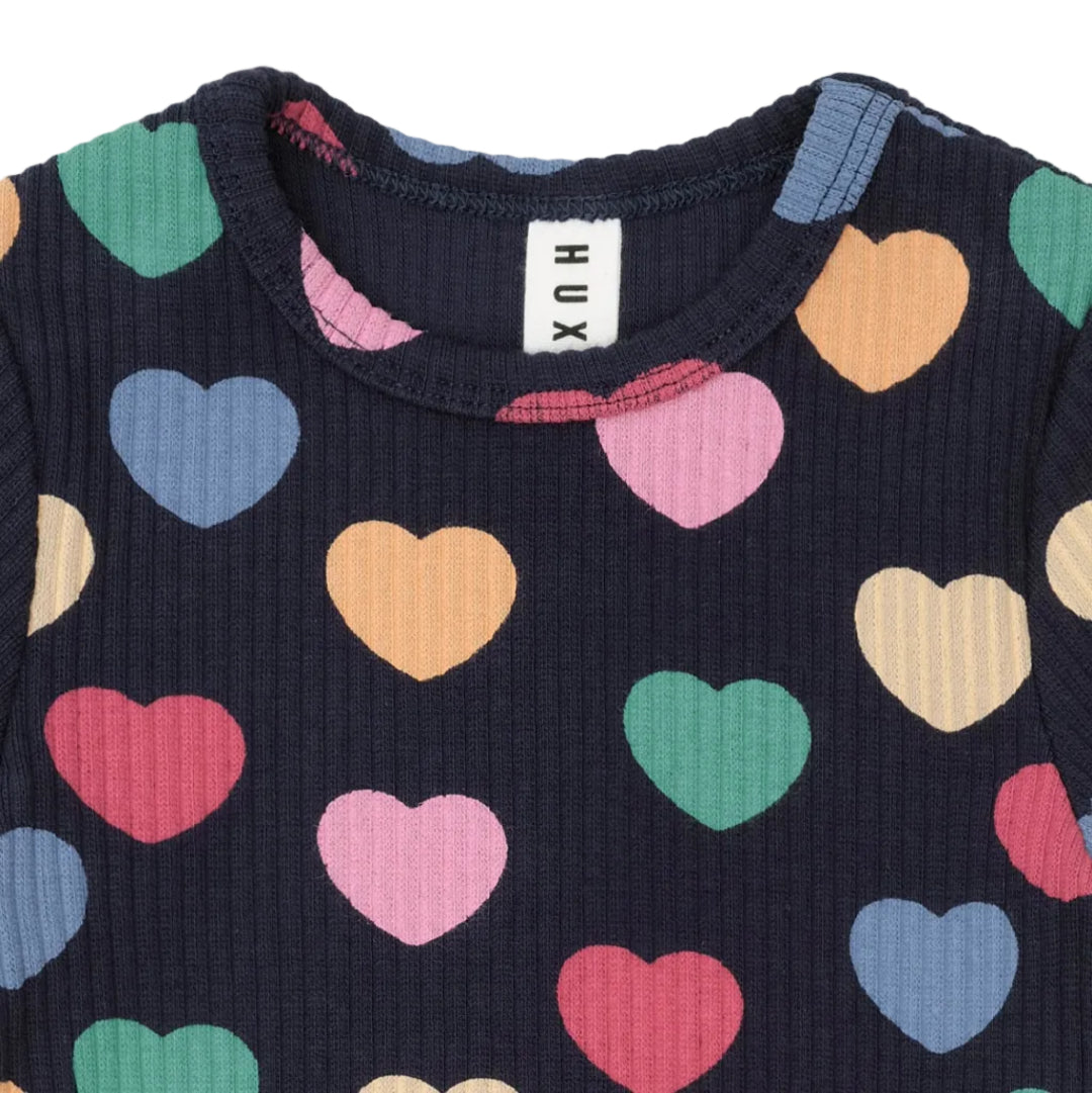 Navy Multi Hearts Rib Tee