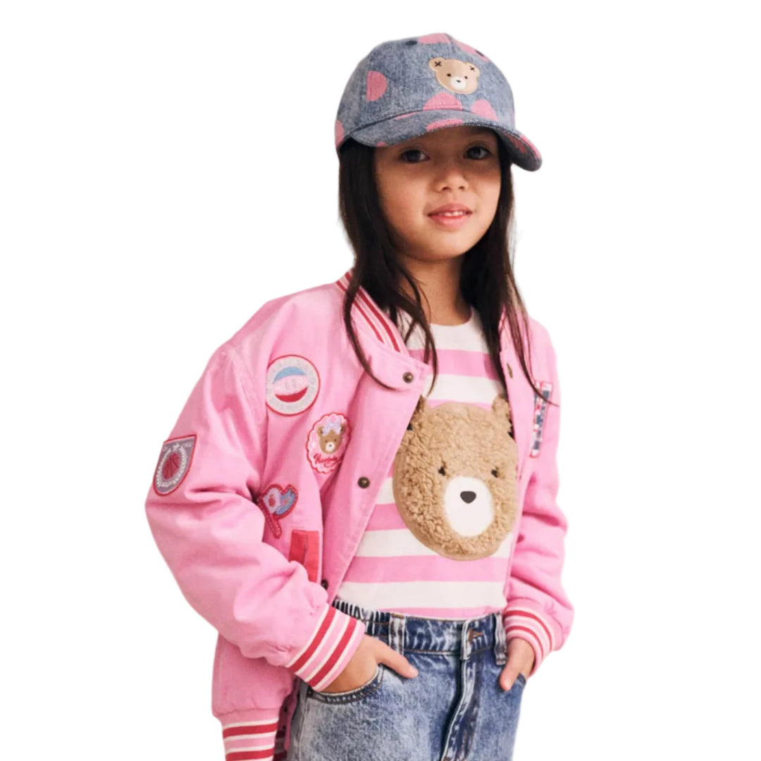 Strawberry/ Almond Milk Furry Huxbear Stripe Tee