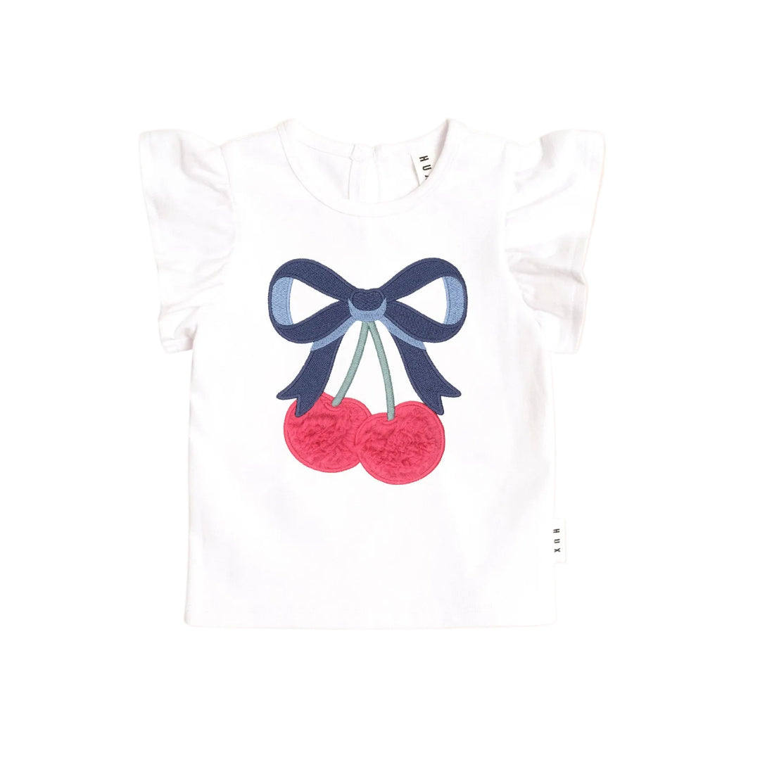Cherry Bow Frill Sleeve Tee