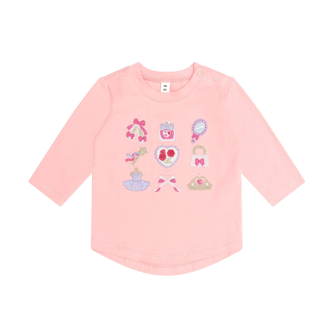 Vintage Pink Ballerina Hux Embroidered Tee