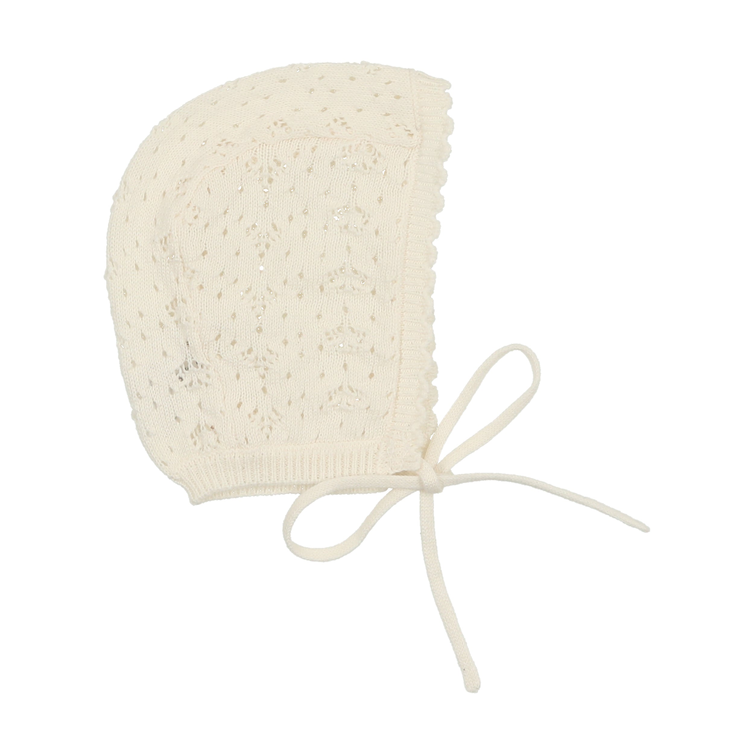 Cream Heart Open Knit Bonnet