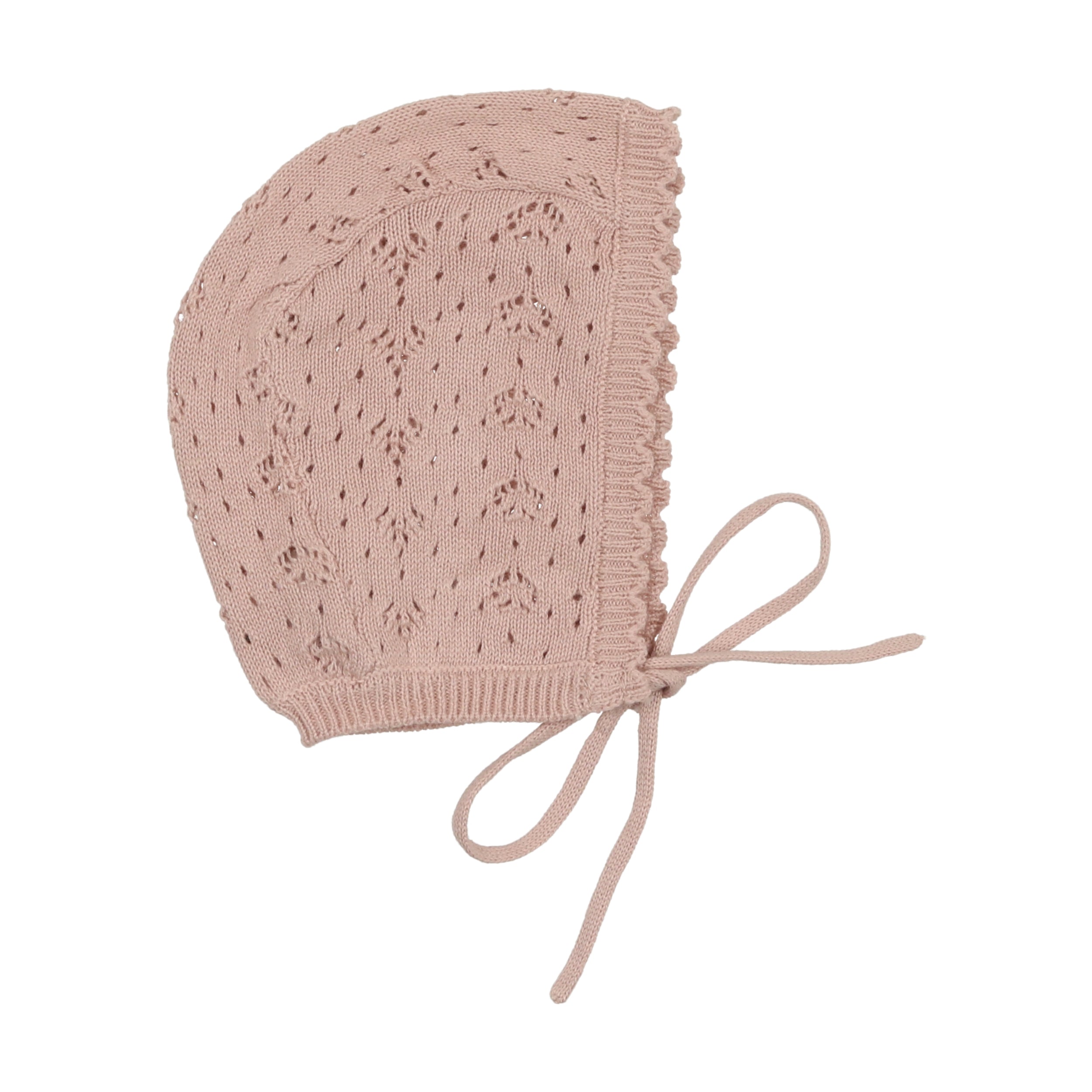 Pink Heart Open Knit Bonnet