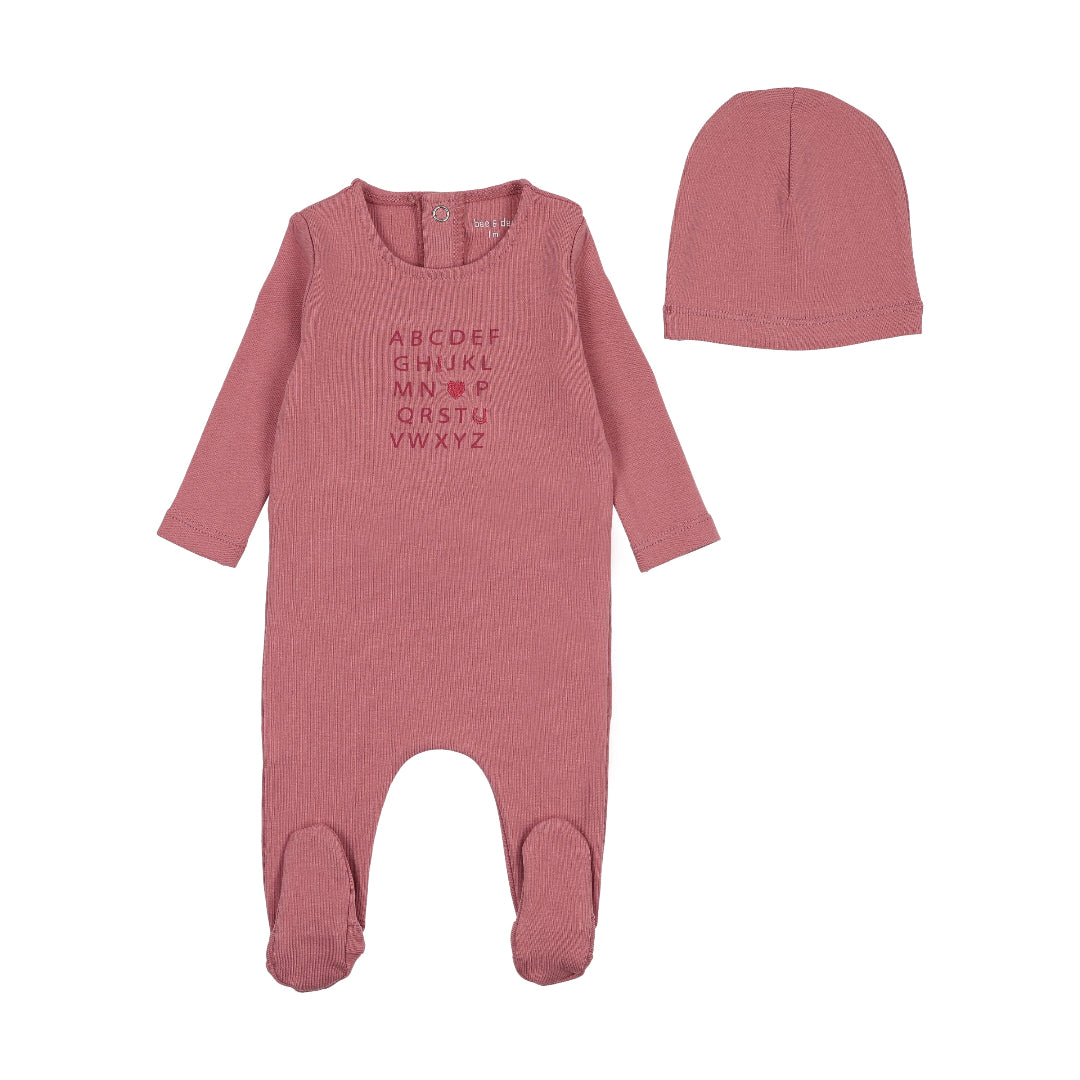 Rasberry I Love You Footie/Bonnet