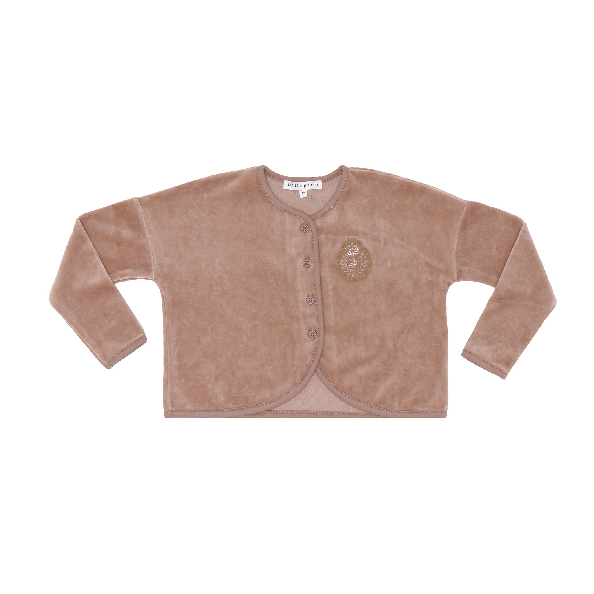 Pink Velour Cardigan with Badge