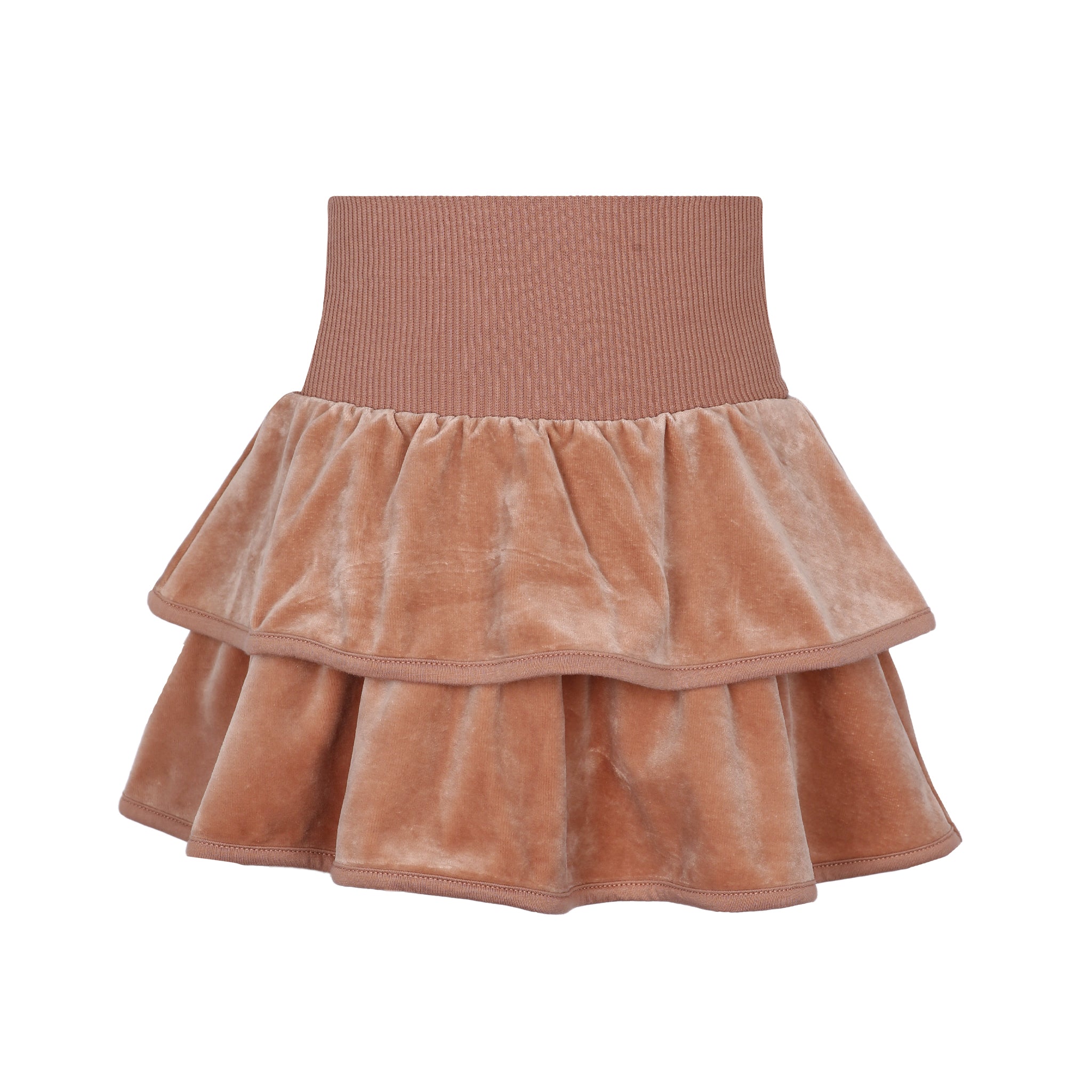 Pink Velour Tiered Skirt