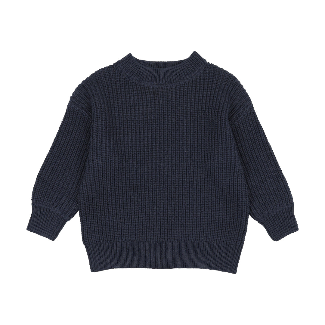 Navy Fisherman Ribbed Sweater