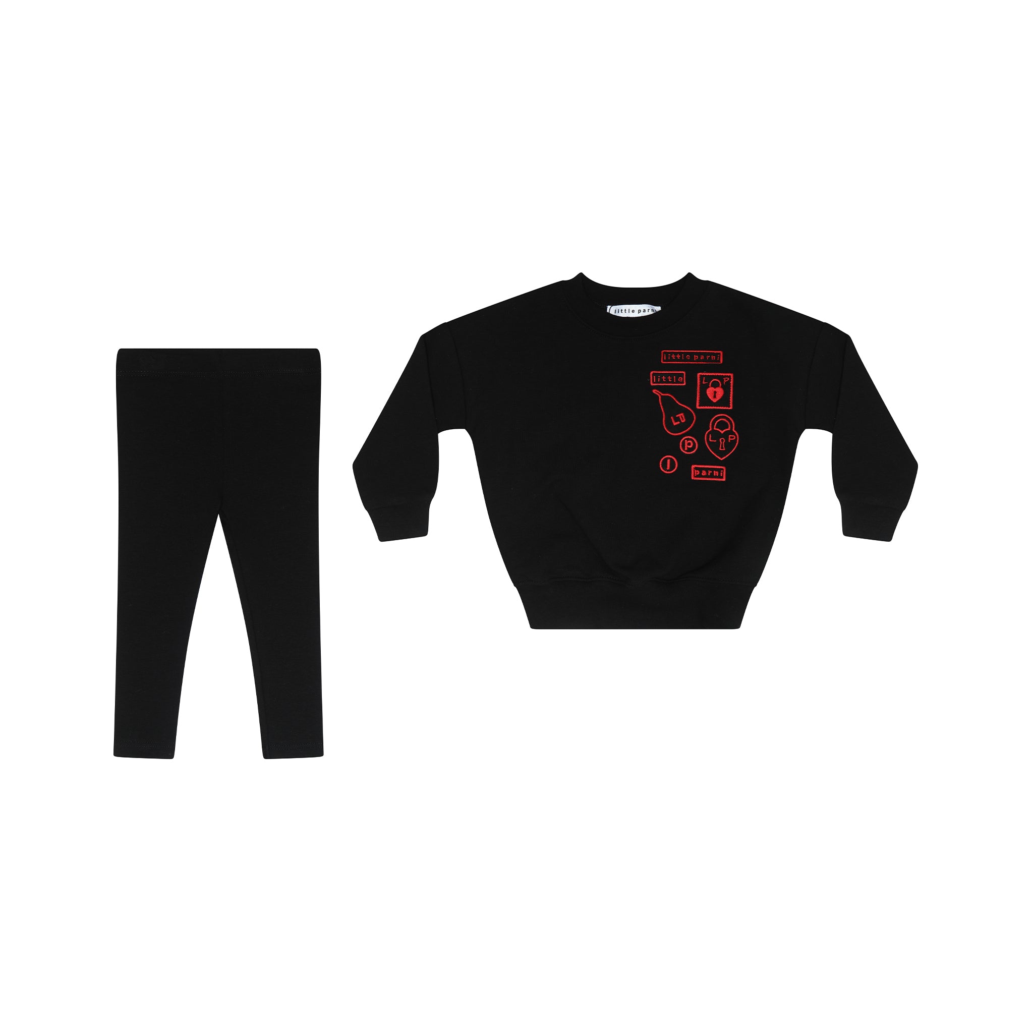 Black Baby Multipatch Sweatshirt and Leggings