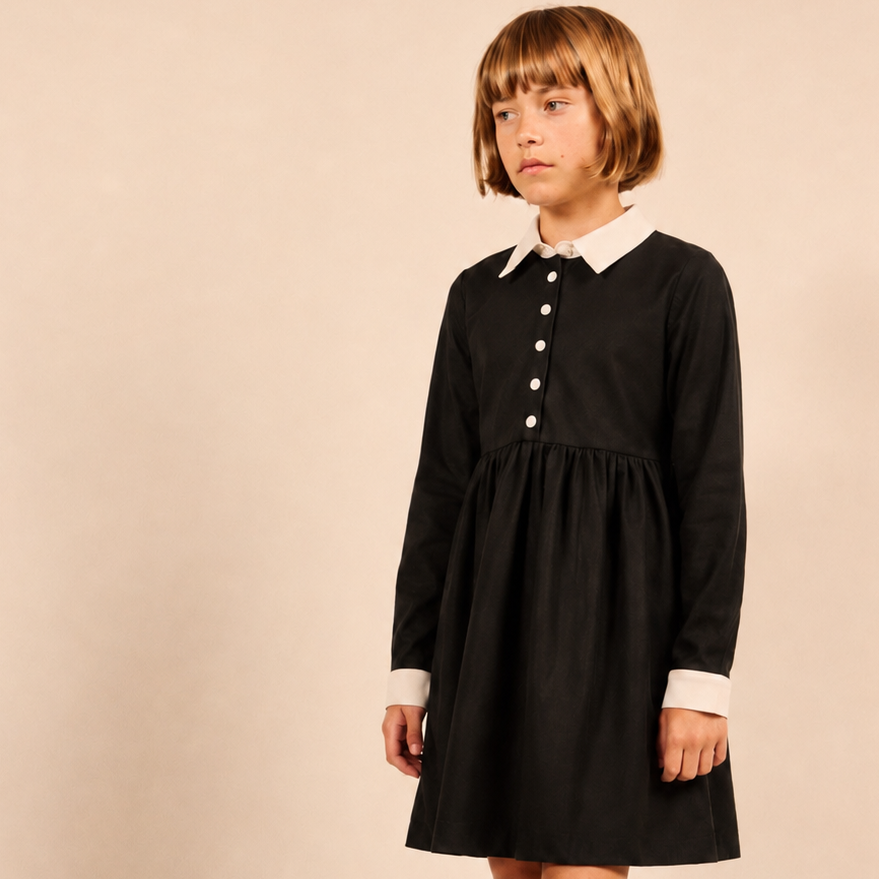 Black White Collared Dress