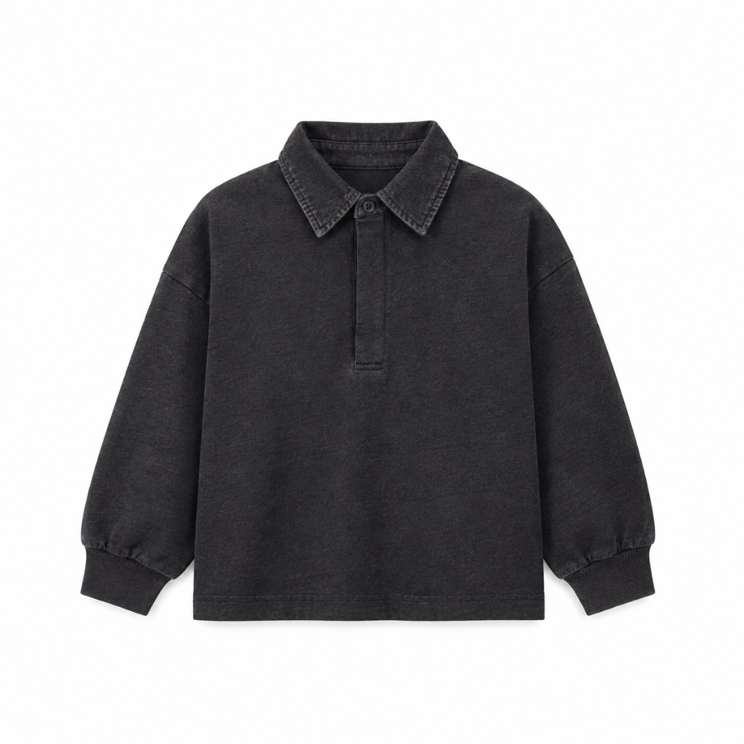 Grey Boys Denim Collar Polo