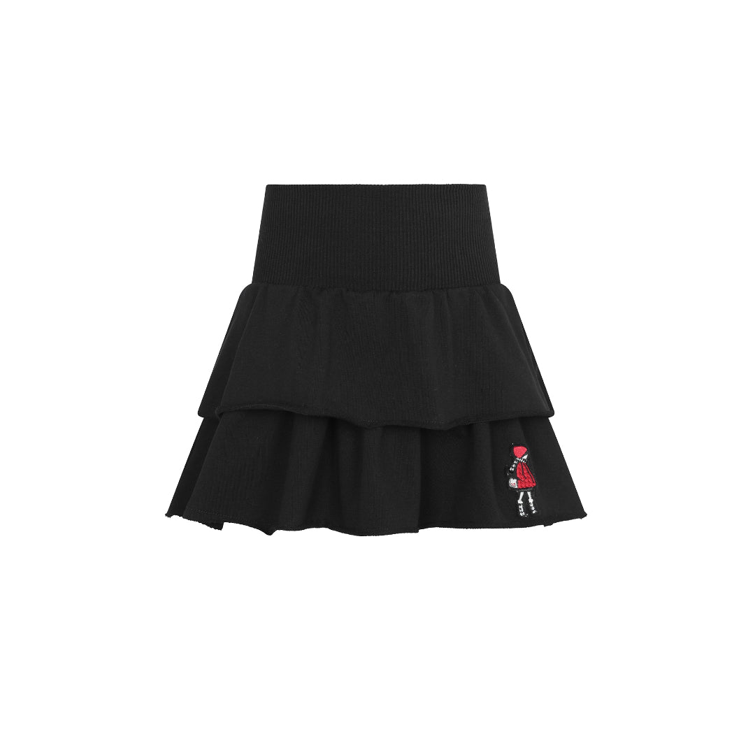 Black LP Doll Patch Tiered Skirt