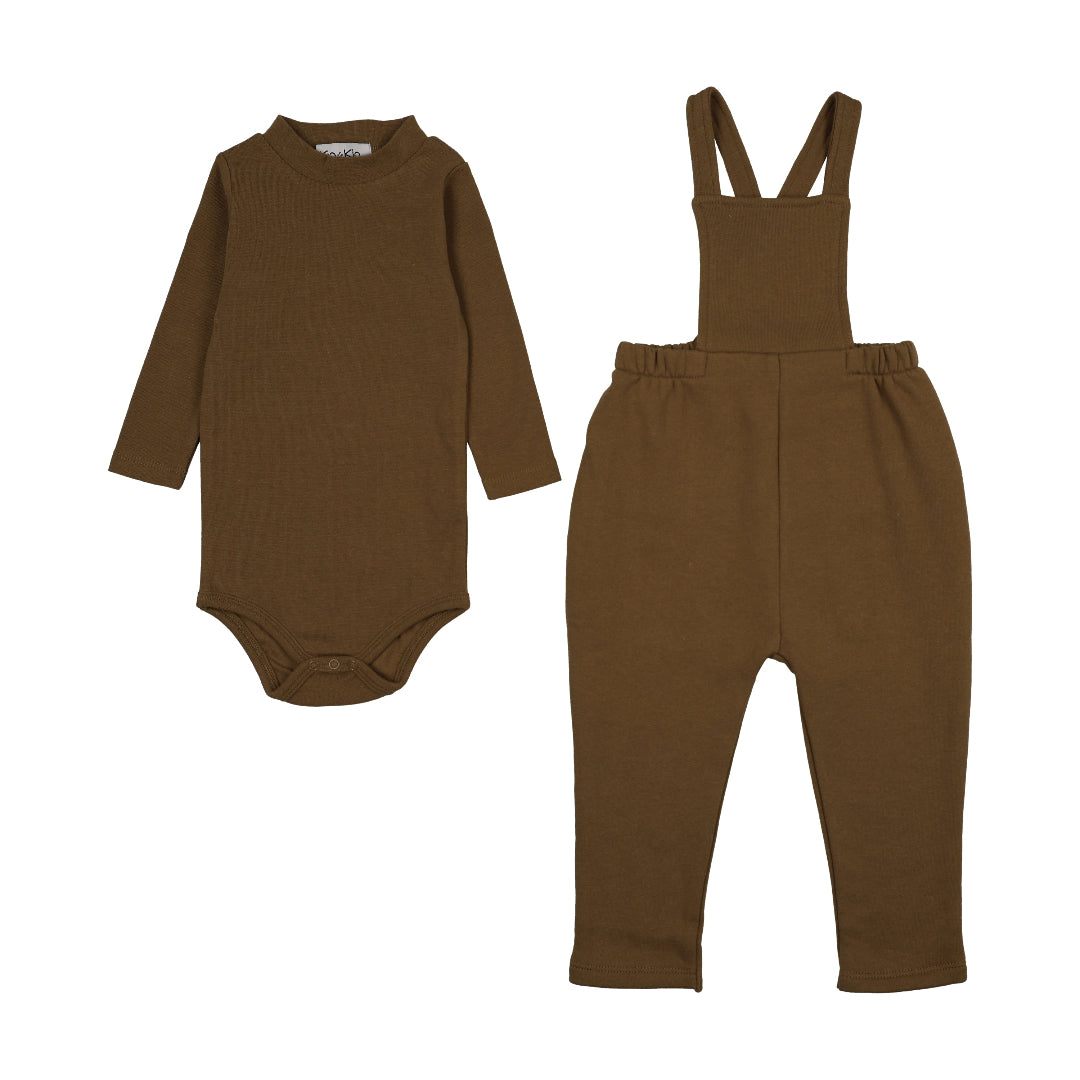 Green Bronze Back Pocket Overall w/ Mockneck Onesie