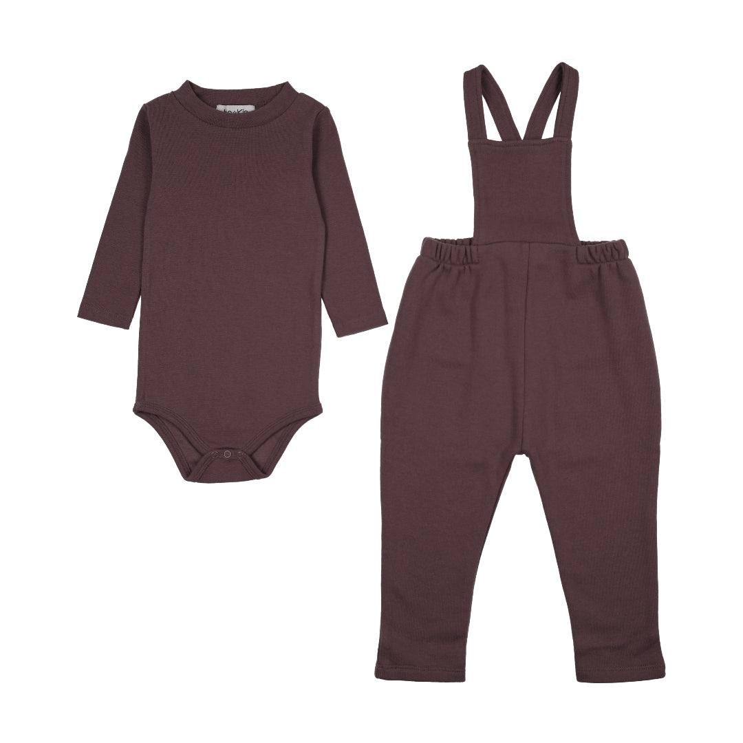 Plum Back Pocket Overall w/ Mockneck Onesie