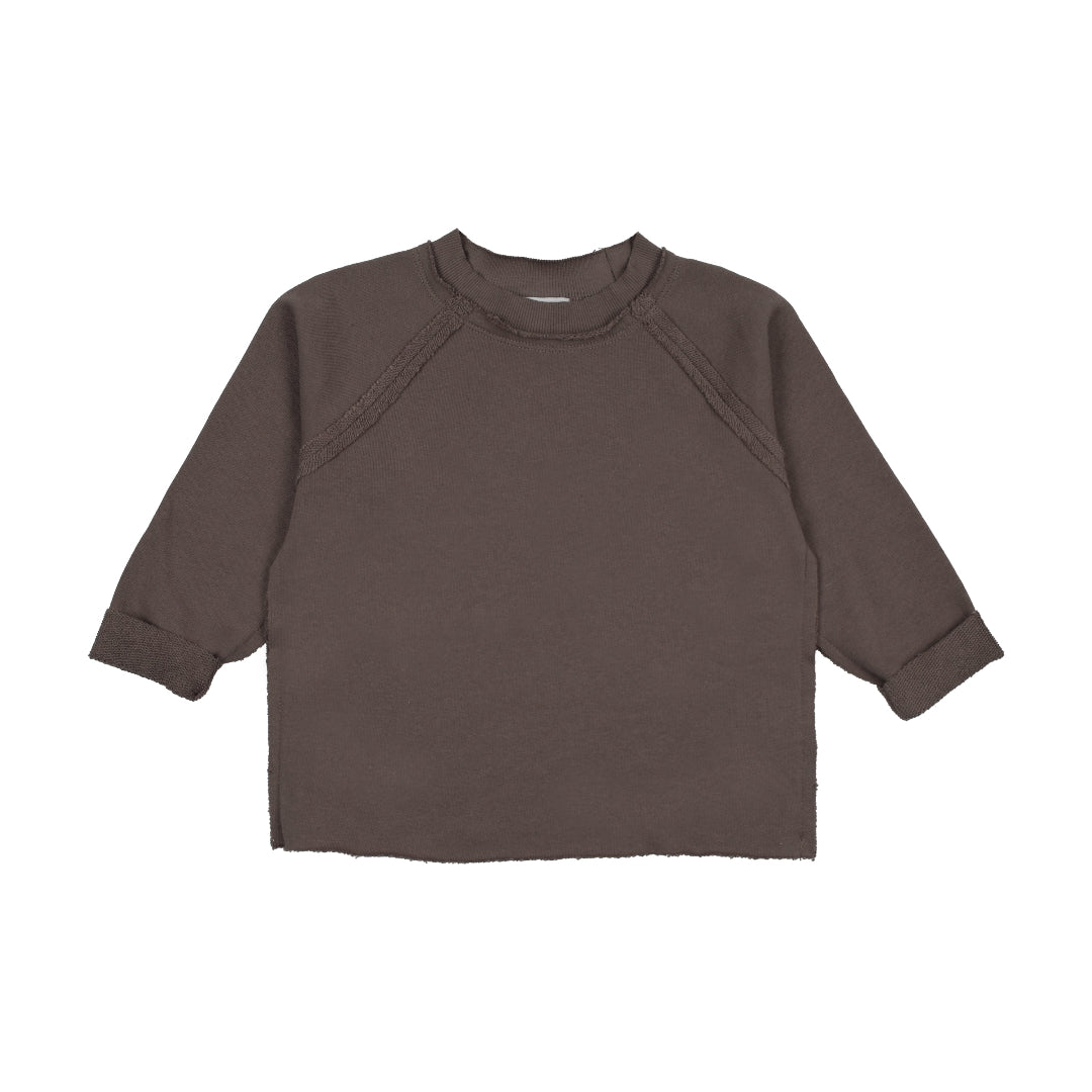 Chestnut Raglan Sleeve Raw Edge Sweatshirt