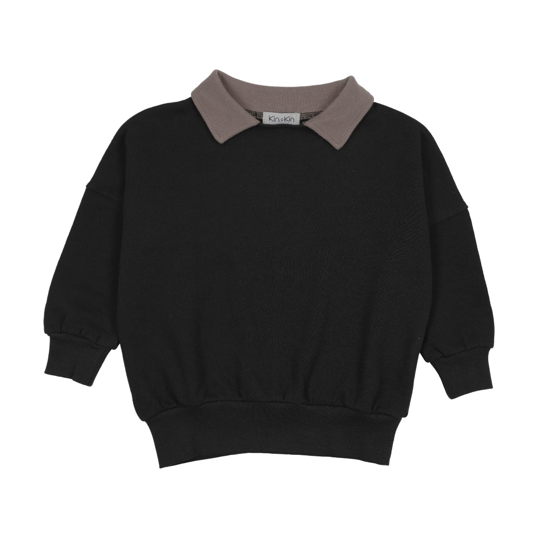 Black Contrast Collar Sweatshirt