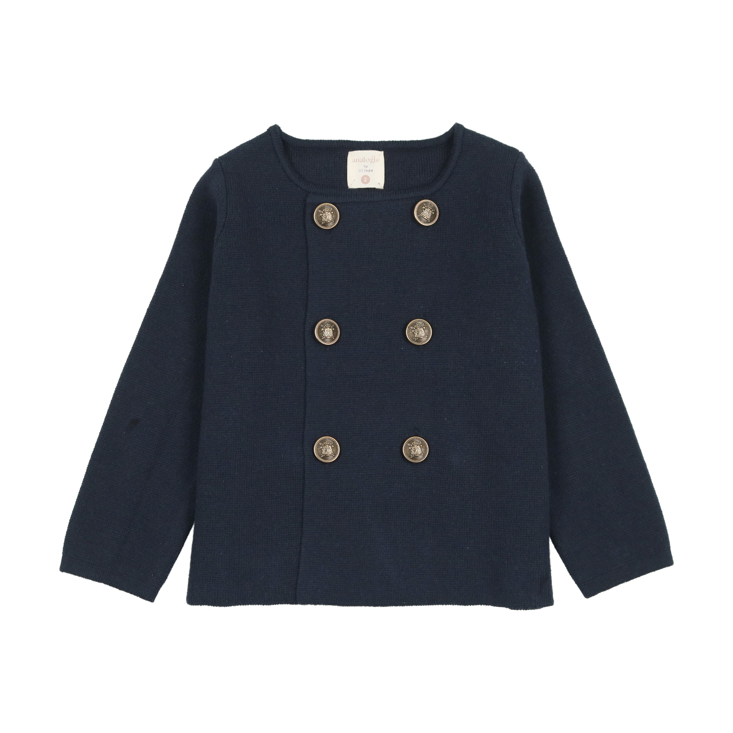 Navy Knit Double Breasted Blazer