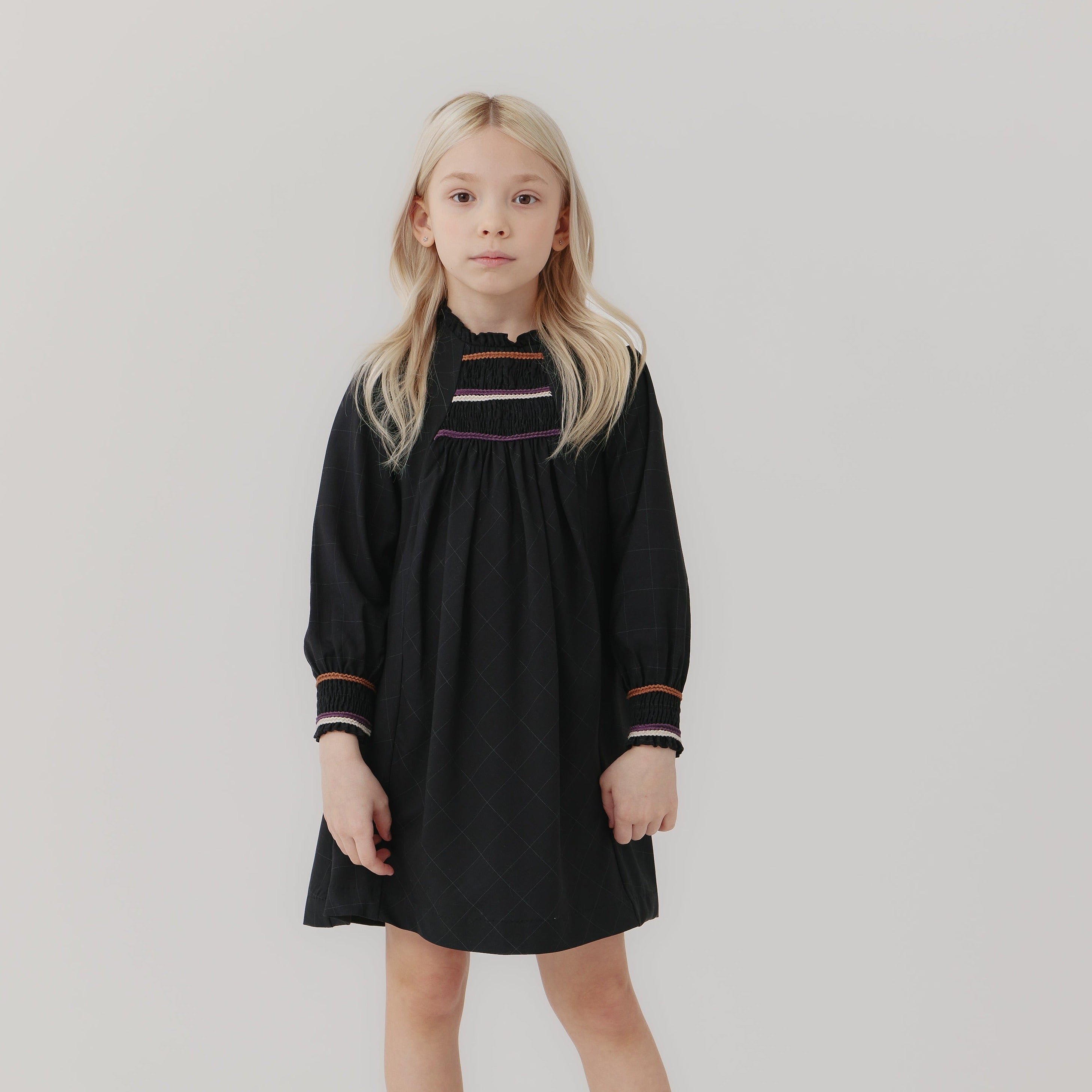 Black Smocked Stitch Dress