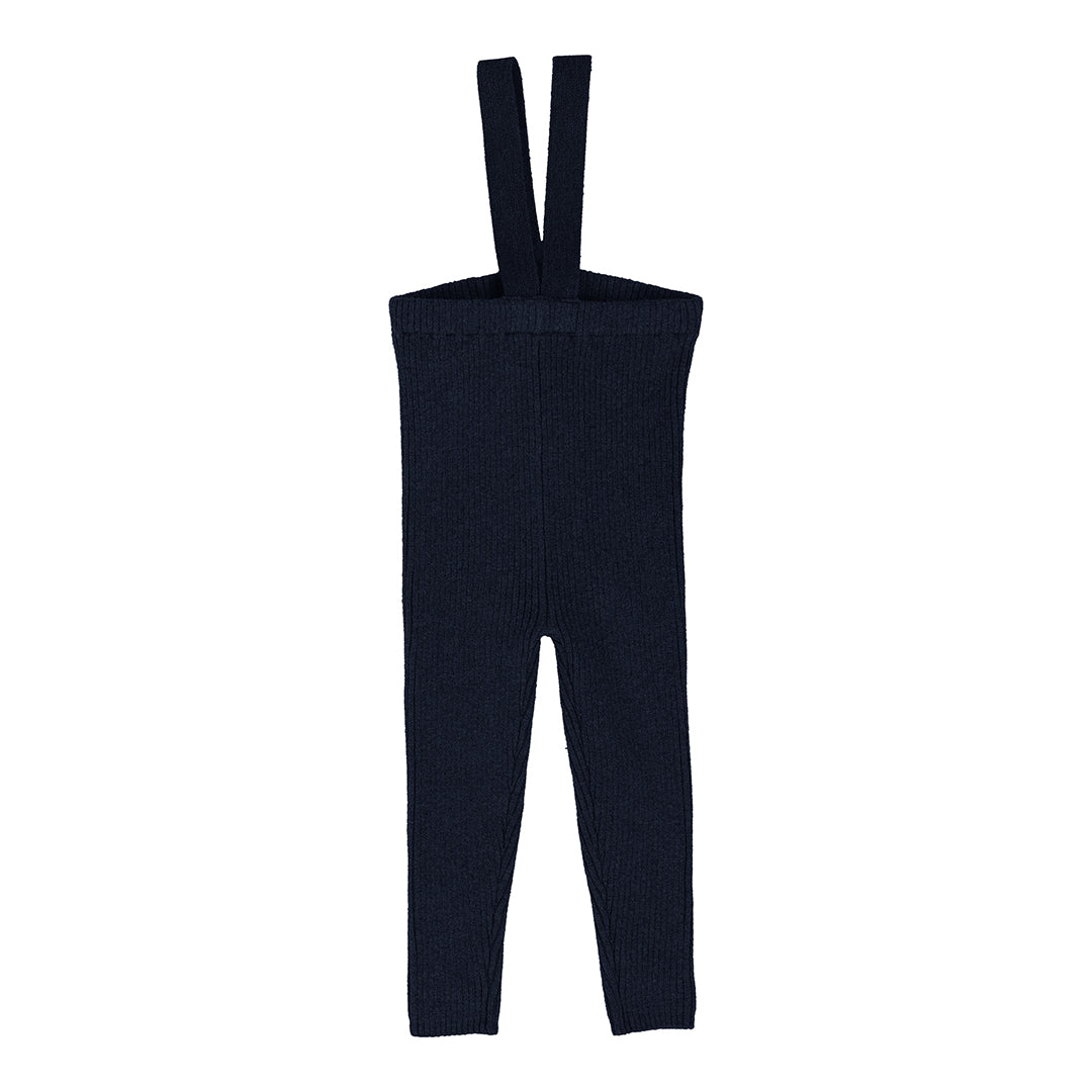 Navy Knit Suspender Leggings