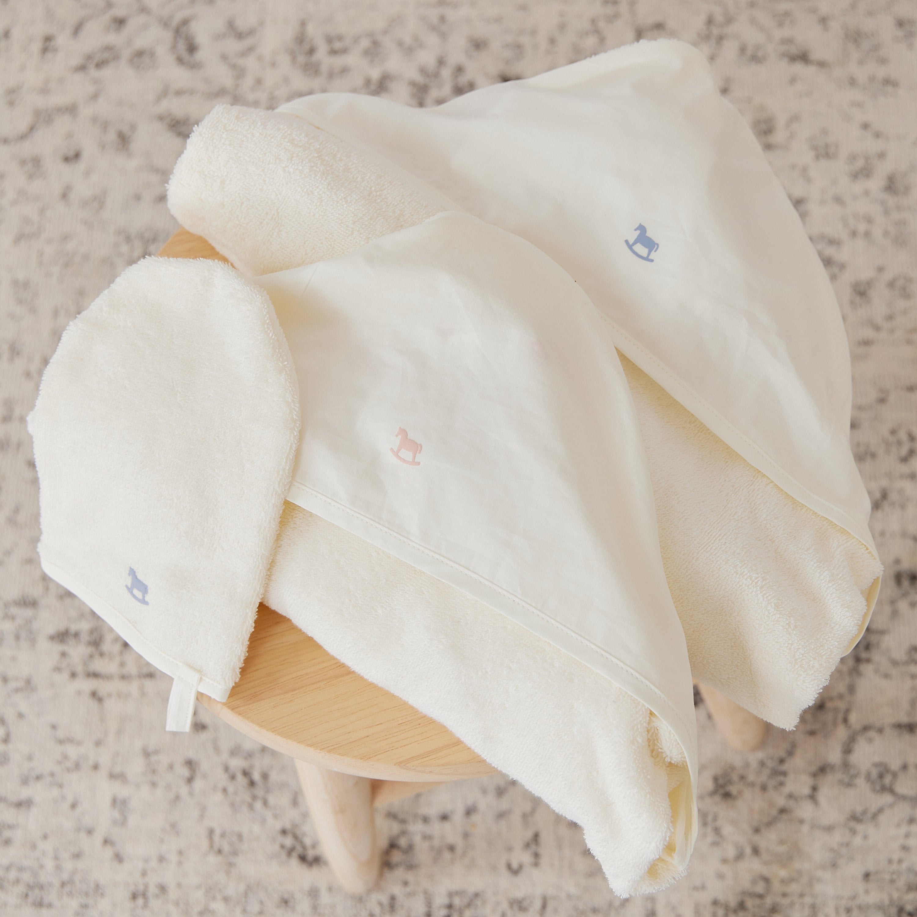 Blue Rocking Horse Towel Set