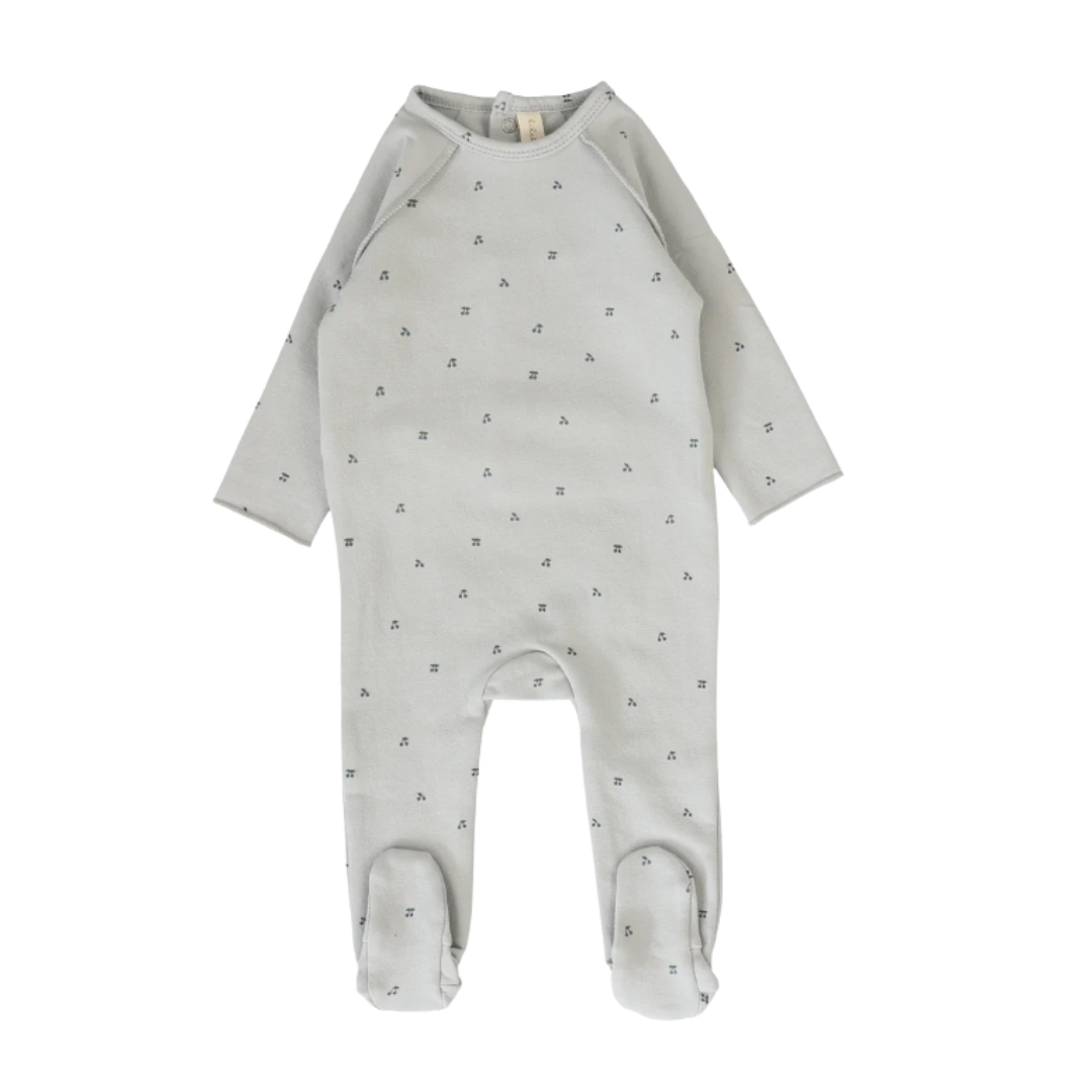 Pale Blue Cherry Print Footie