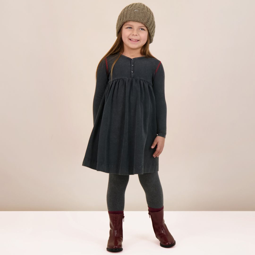 Black Wash Contrast Stitch Dress