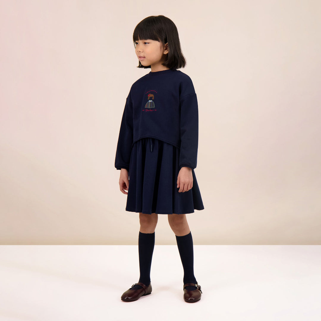 Plaid Detail Girls Sweatshirt