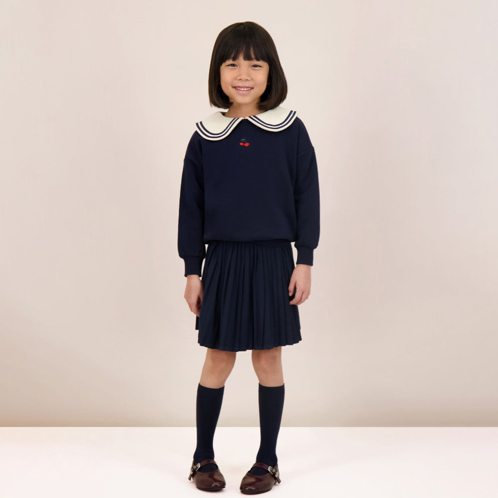 Navy Embroidered Cherry Sweatshirt