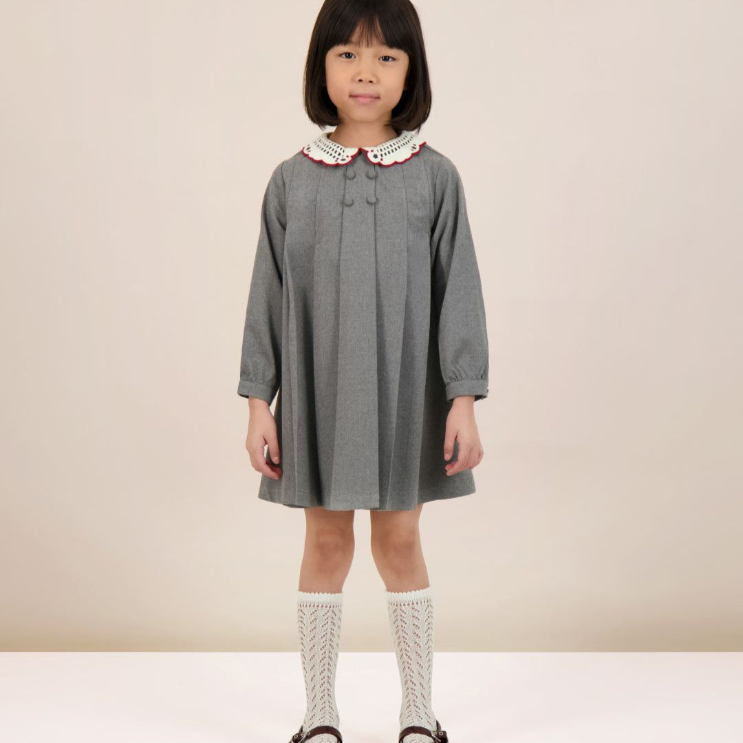 Mid Grey Crochet Collar Dress