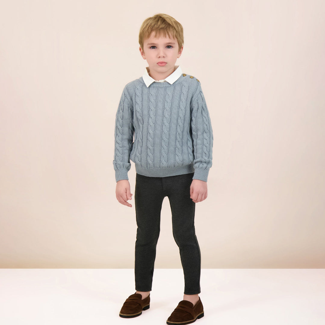 Dusty Blue Cable Knit Sweater