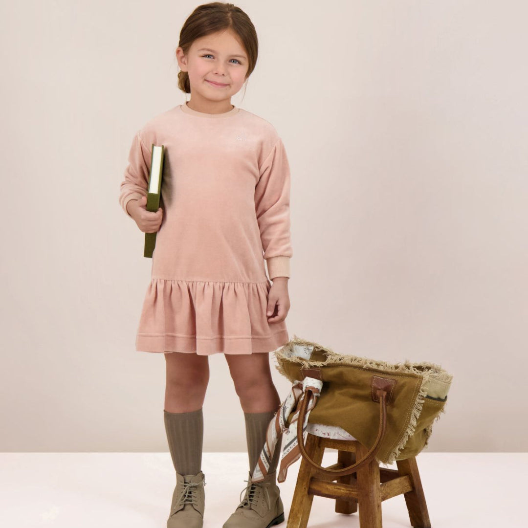 Dusty Pink Rhinestone Velour Dress