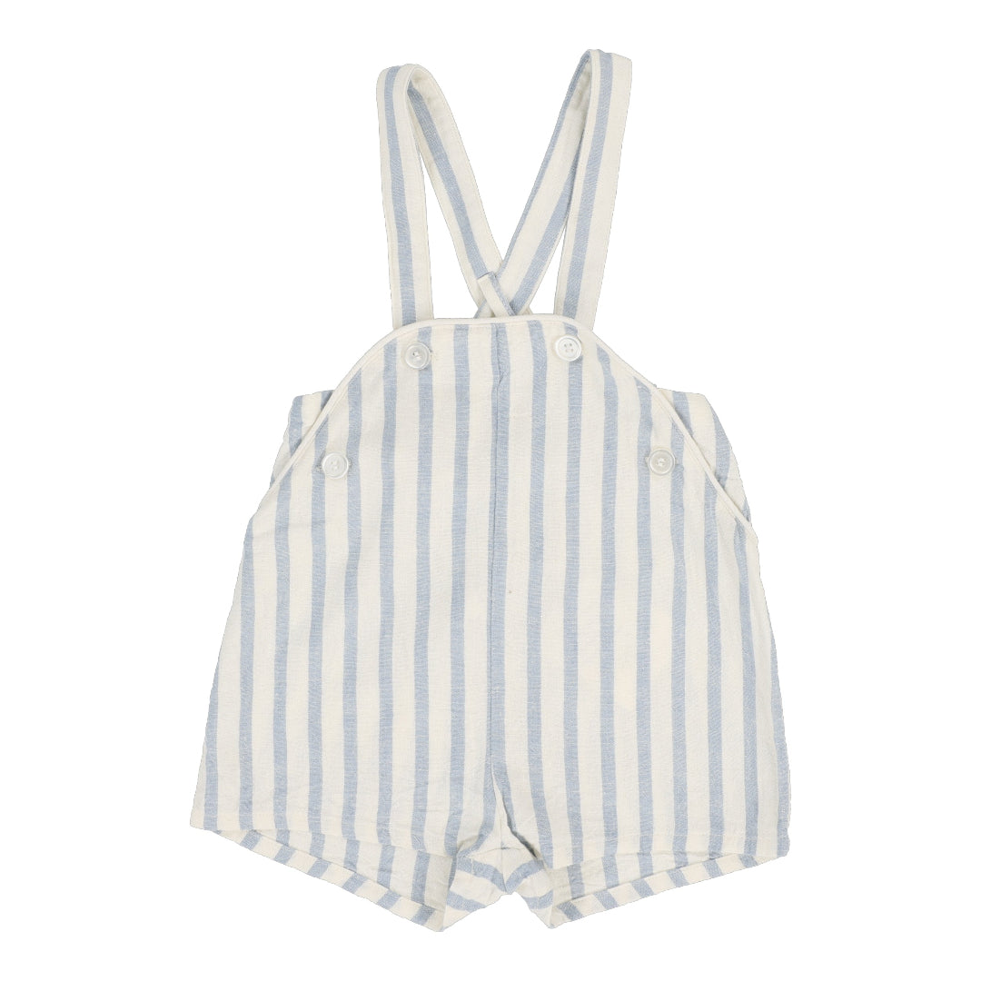 Blue Striped Linen Pocket Romper