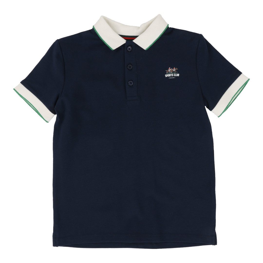 Navy Short Sleeve Boys Pique Polo