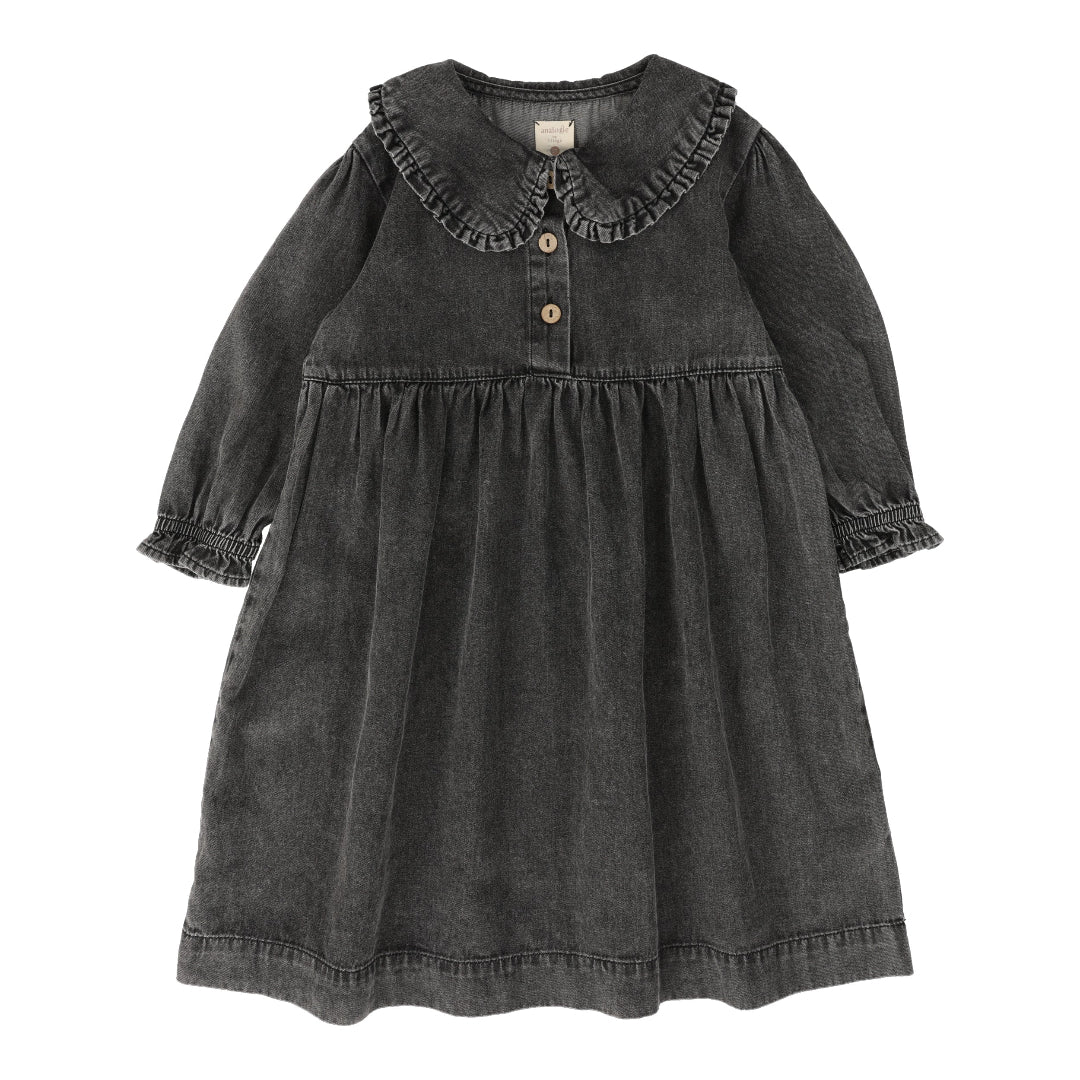 Lil Legs Peter Pan Dress Long Sleeve - Black Wash Lil Legs Peter Pan Dress Long Sleeve - Black Wash