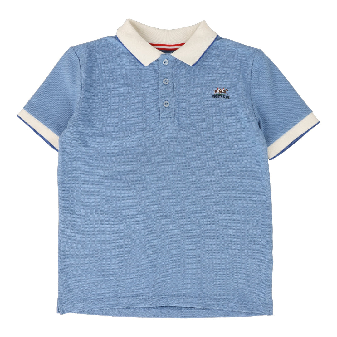 Light Blue Short Sleeve Boys Pique Polo