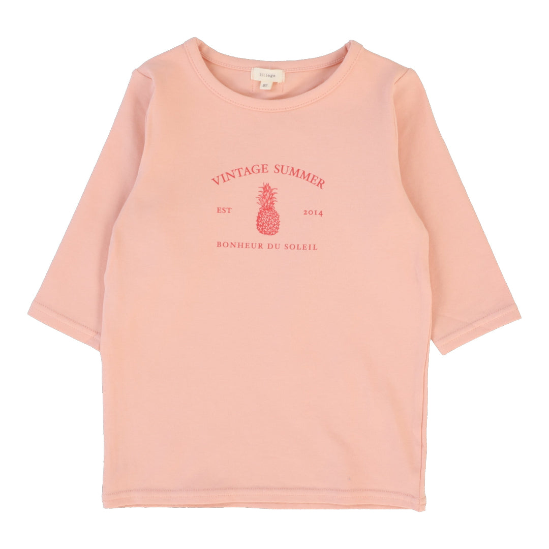 Coral Print Three Quarter Sleeve Tee