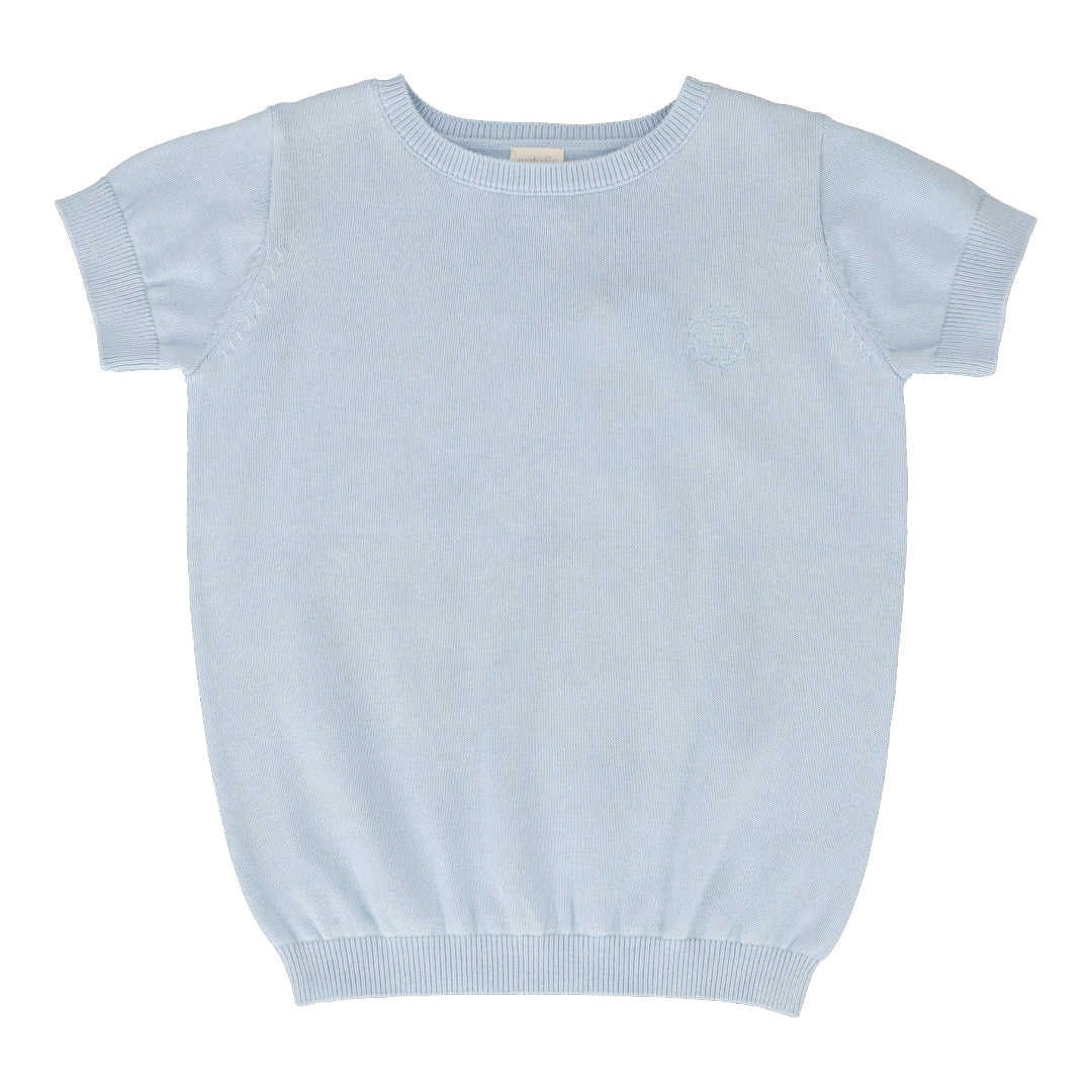 Light Blue Boys Short Sleeve Crewneck Sweater