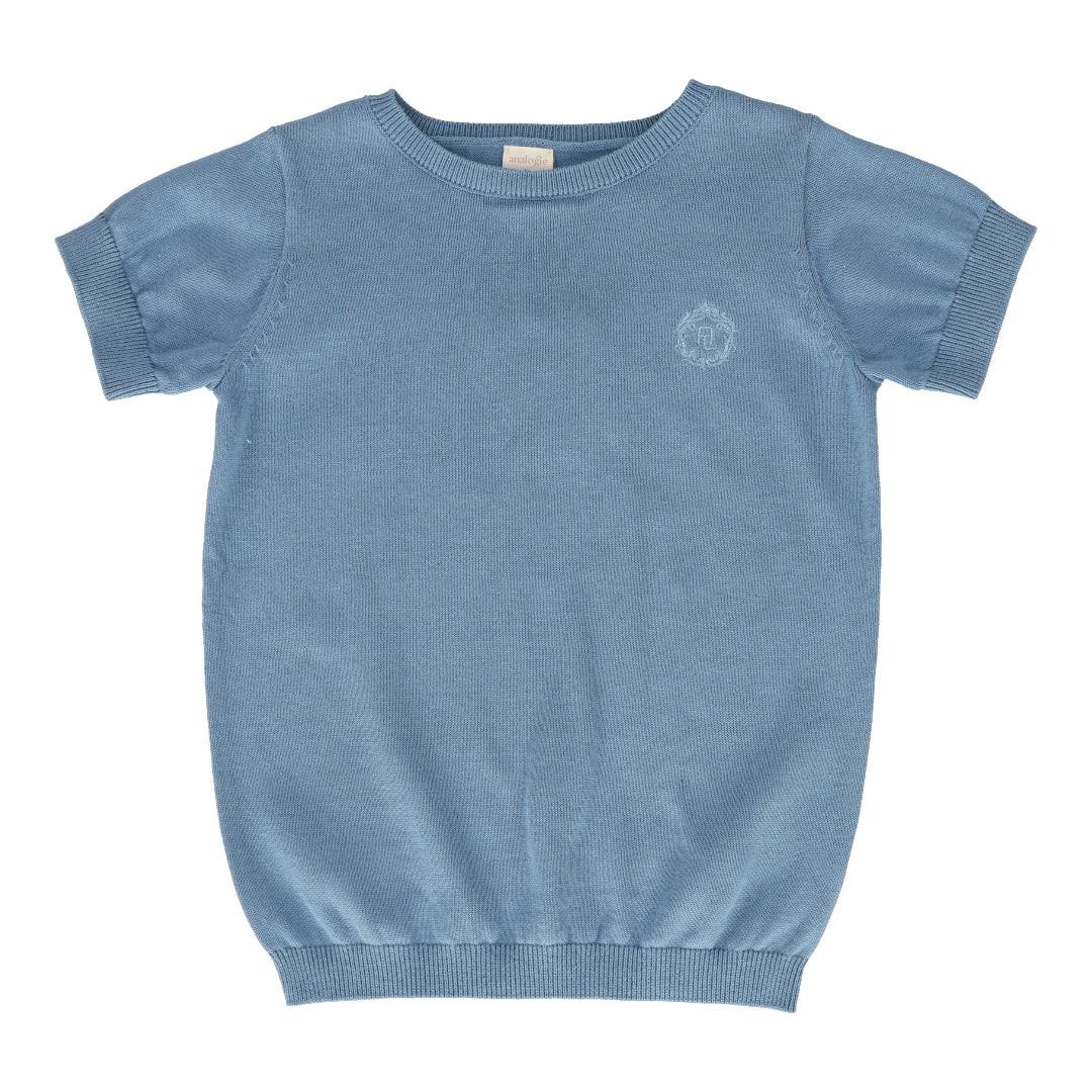 Bright Blue Boys Short Sleeve Crewneck Sweater