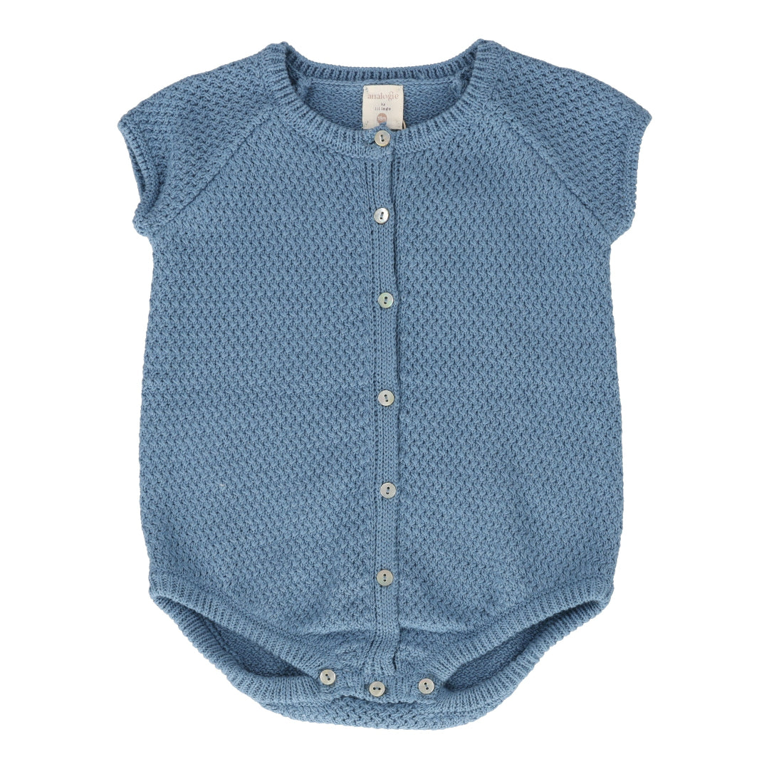 Bright Blue Knit Boys Romper