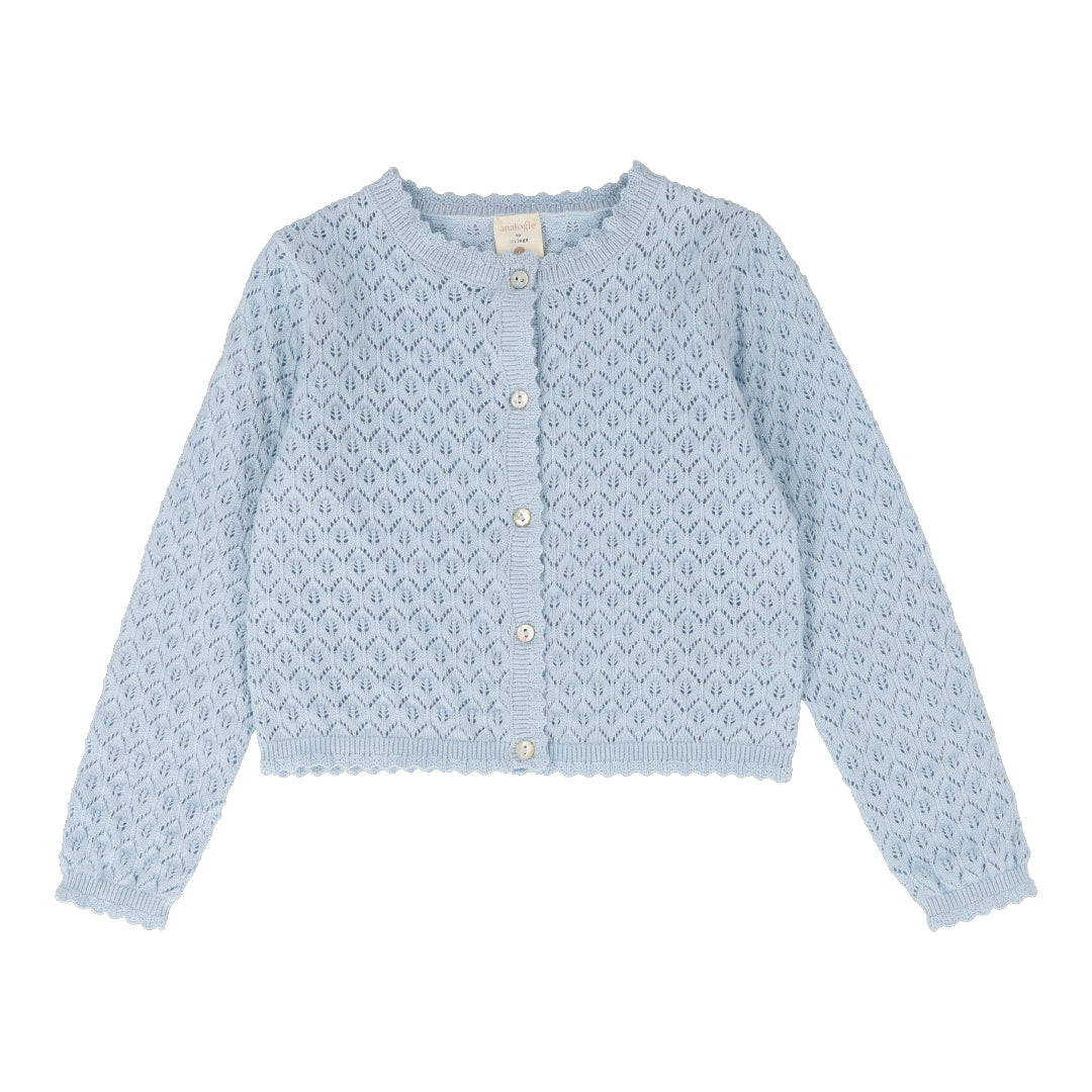 Light Blue Knit Pointelle Cardigan