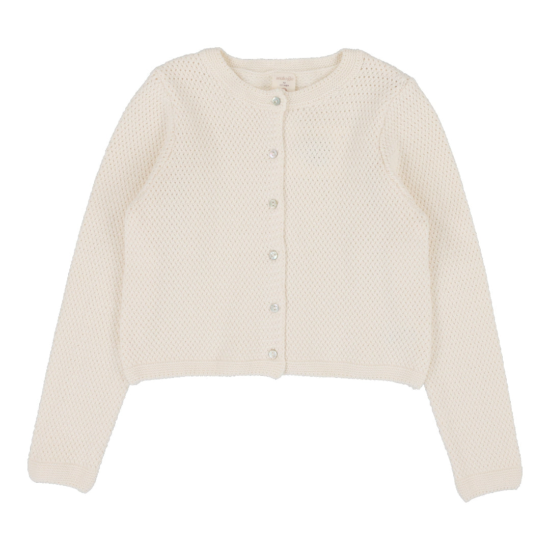 Natural Ivory Knit Classic Cardigan