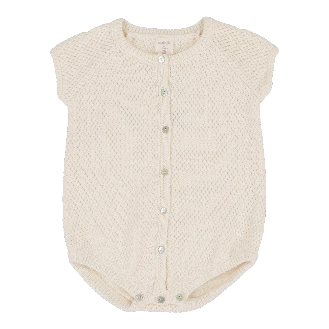 Natural Ivory Knit Boys Romper