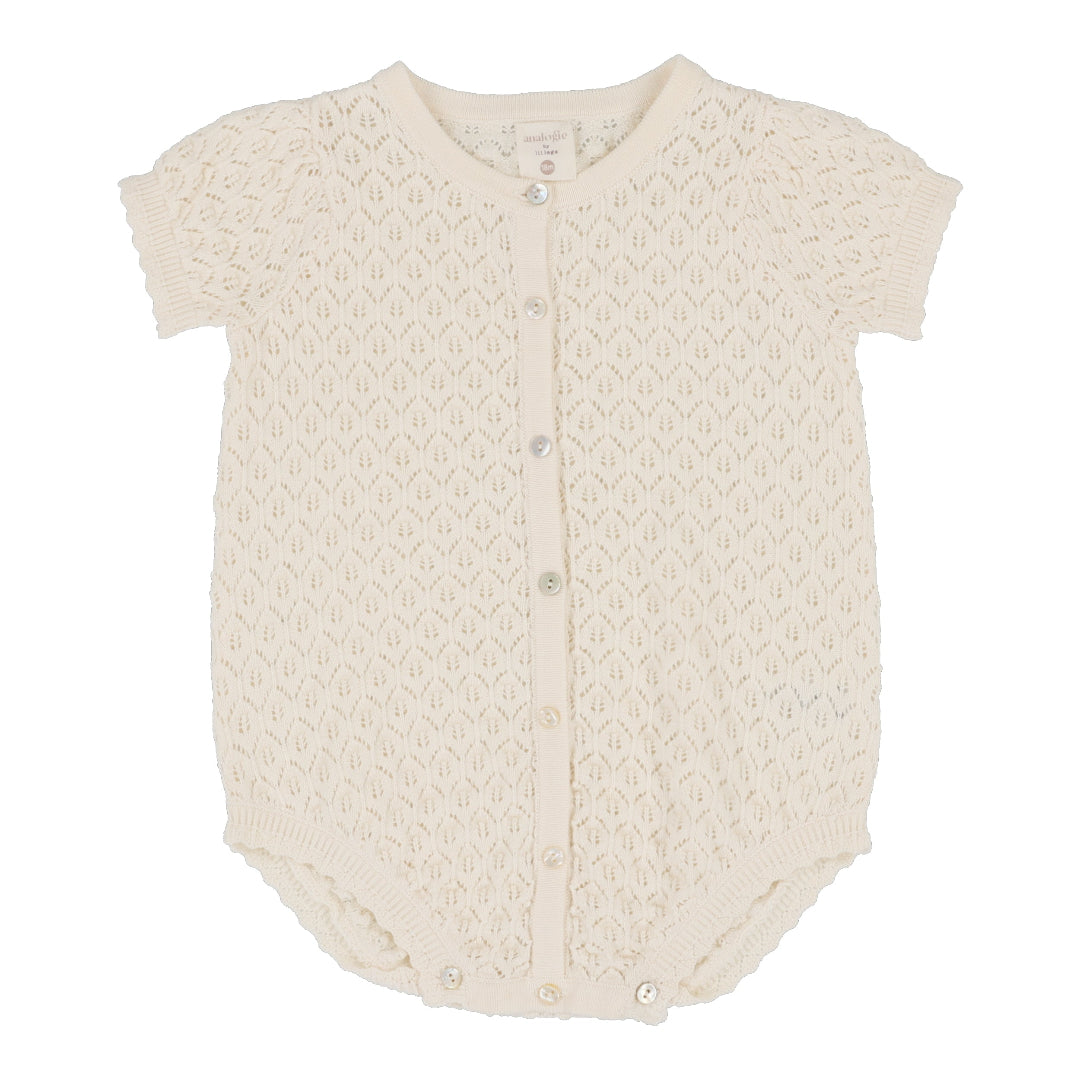 Natural Ivory Knit Girls Romper