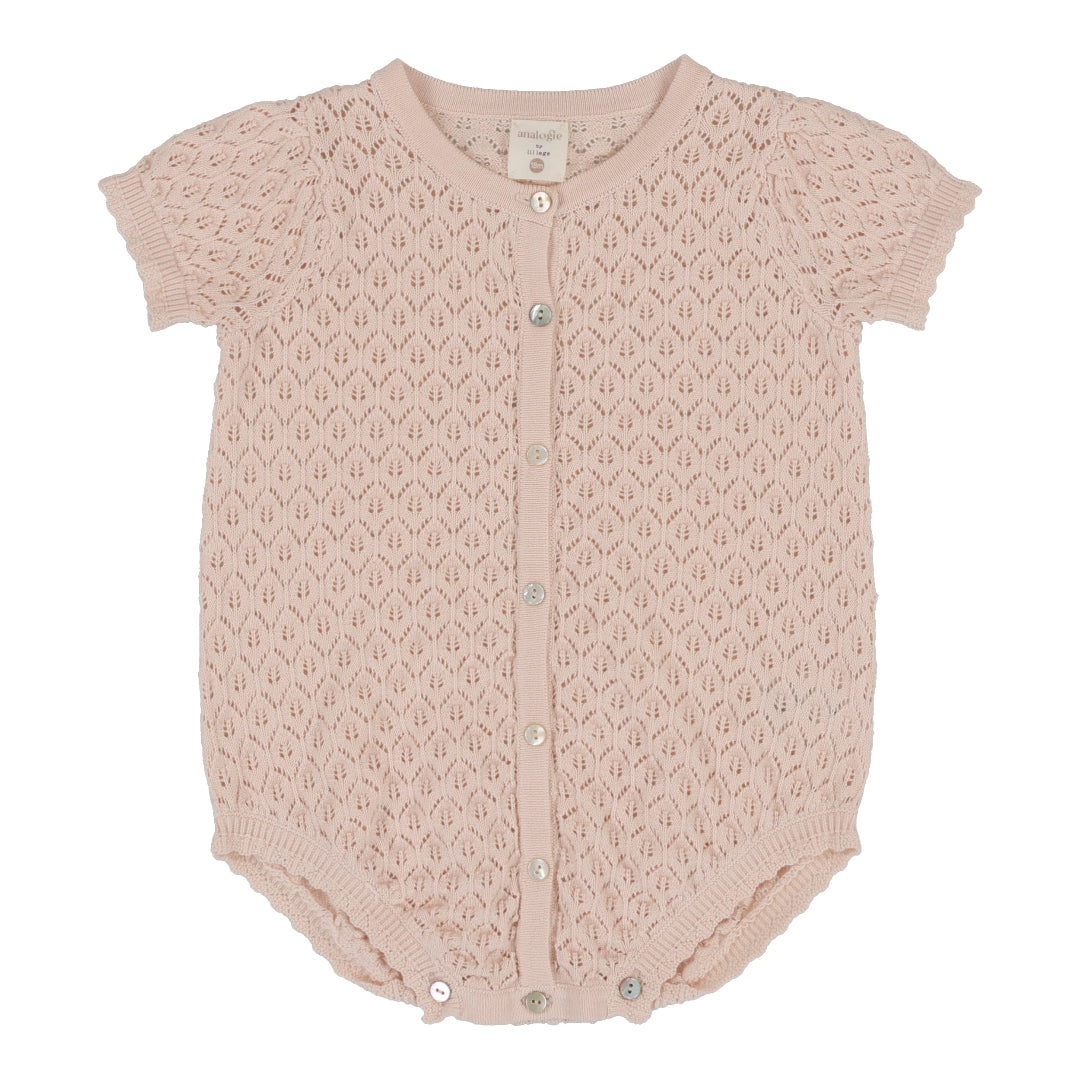 Pearl Pink Knit Girls Romper