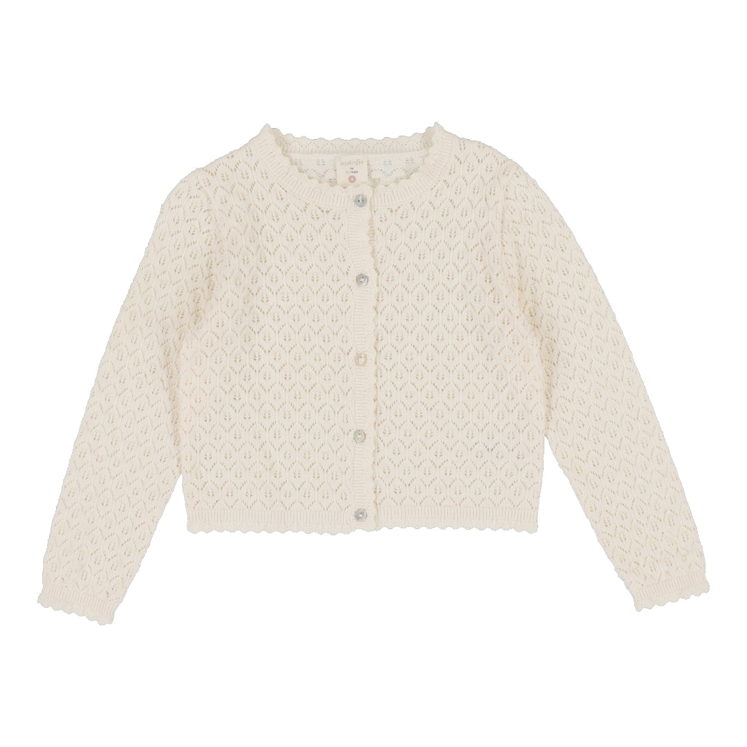 Natural Ivory Knit Pointelle Cardigan