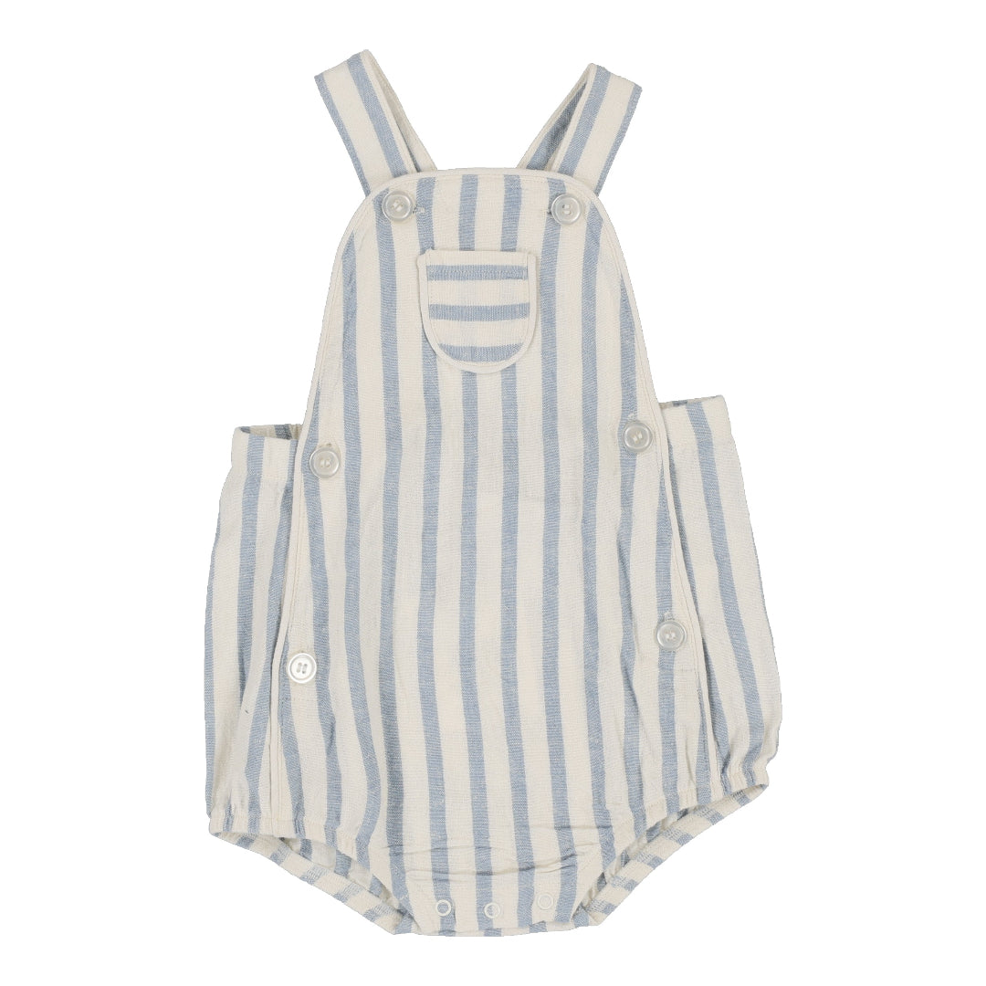 Blue Striped Linen Pocket Romper