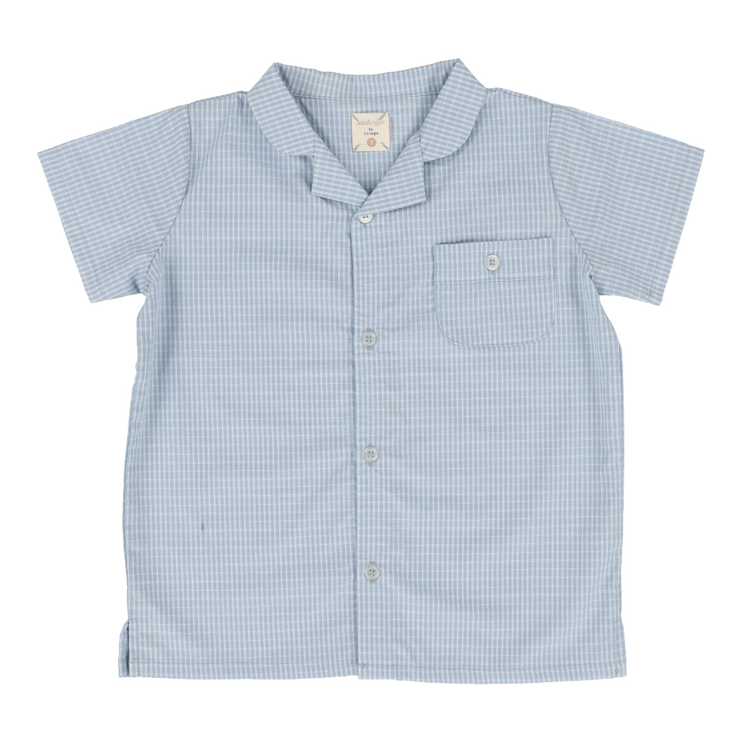 Light Blue Windowpane Collar Shirt