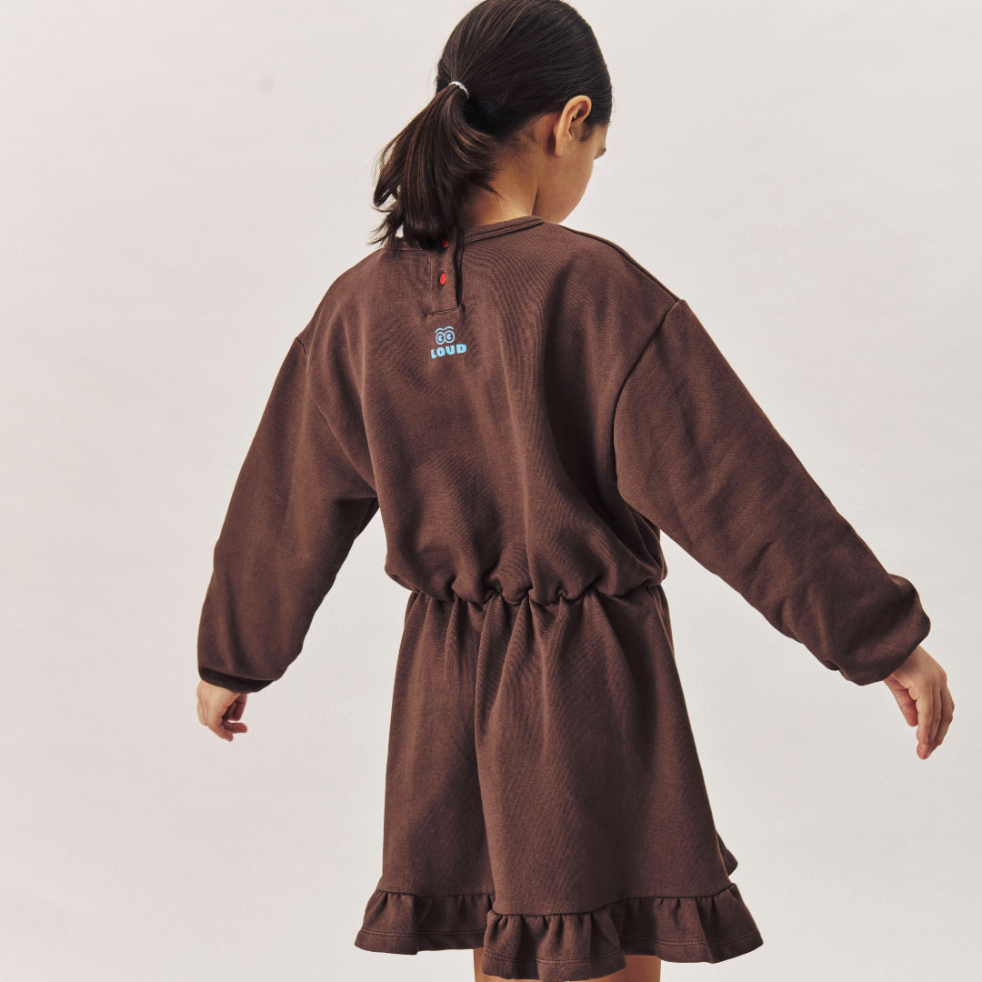 Fondue Fudge Dress w/ elastic waist, 2 tone stripe
